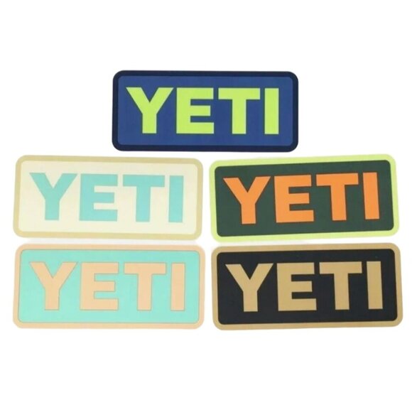 YETI Vinyl Decal Authentic Sticker Set of 5 4"x1.75" for Cooler Tumbler - Picture 1 of 1
